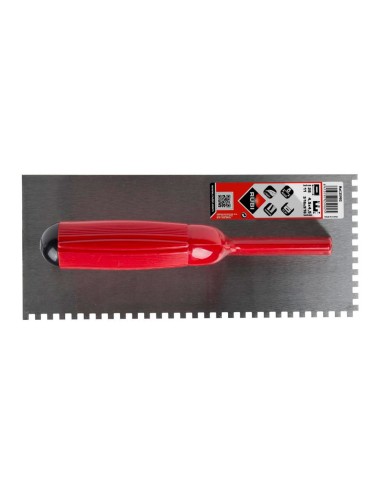 Peine acero 28cm. (6x6) mango plástico abierto 25903 rubi