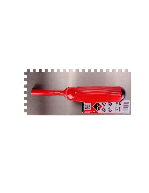 Peine acero 28cm. (8x8) mango plástico abierto 25905 rubi