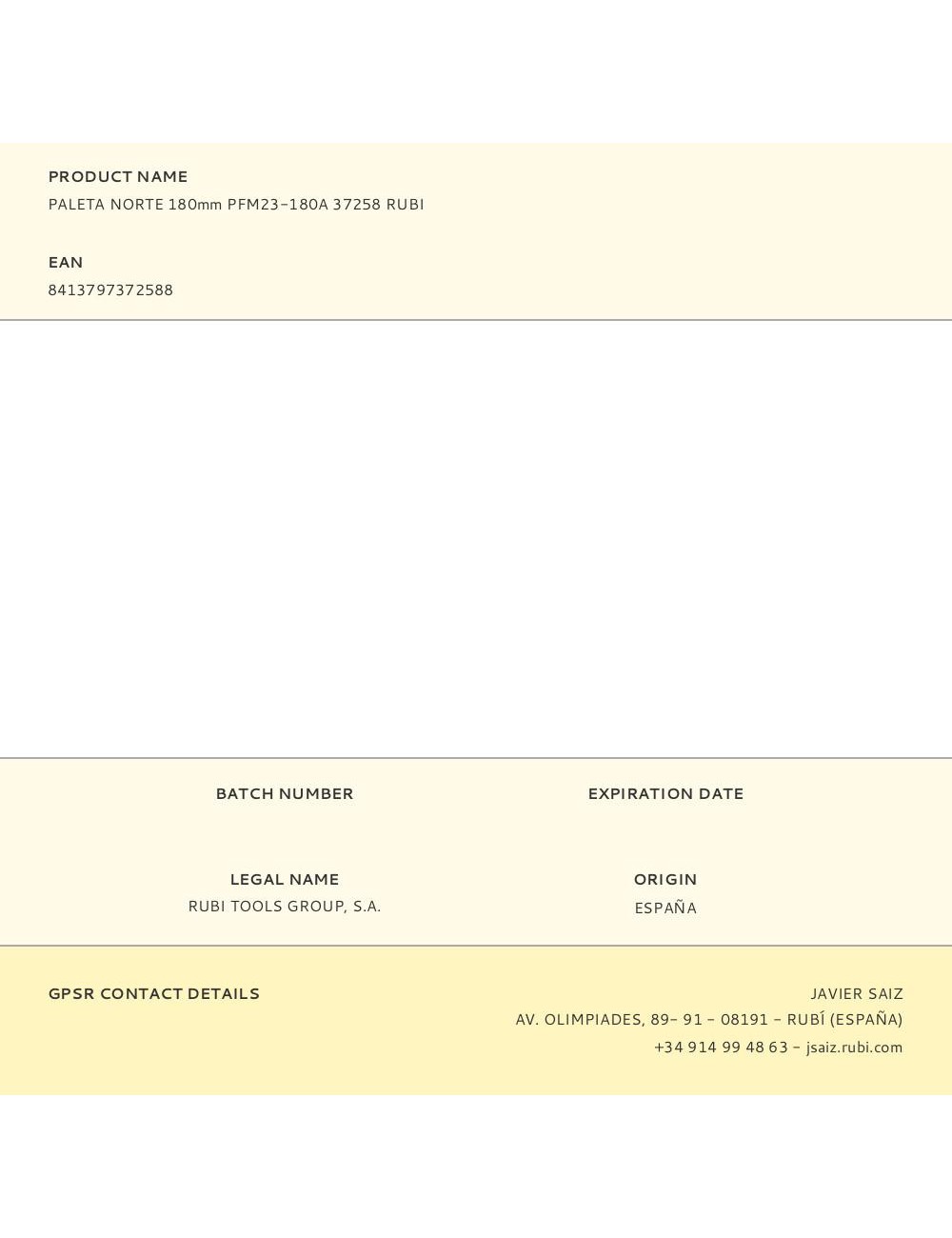 Paleta norte 180mm pfm23-180a 37258 rubi