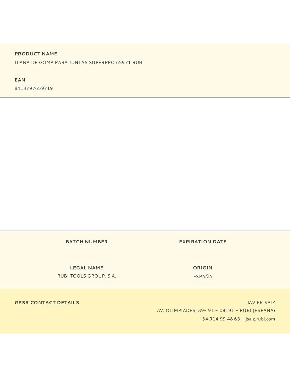 Llana de goma para juntas superpro 65971 rubi