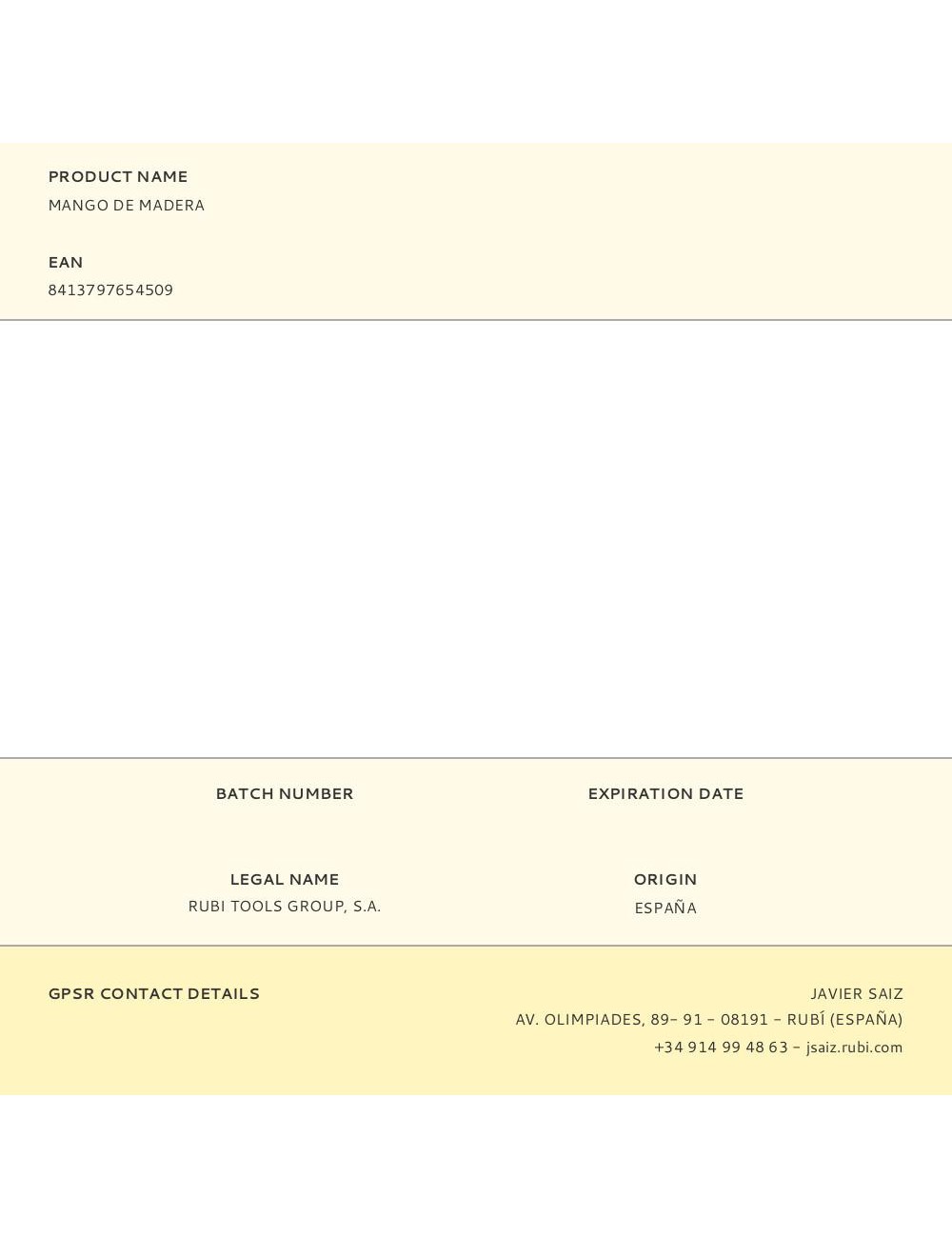 Mango de madera para espátulas de uso general de 44 cm / 60 cm