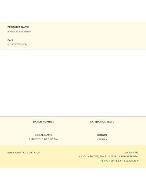 Mango de madera para espátulas de uso general de 44 cm / 60 cm