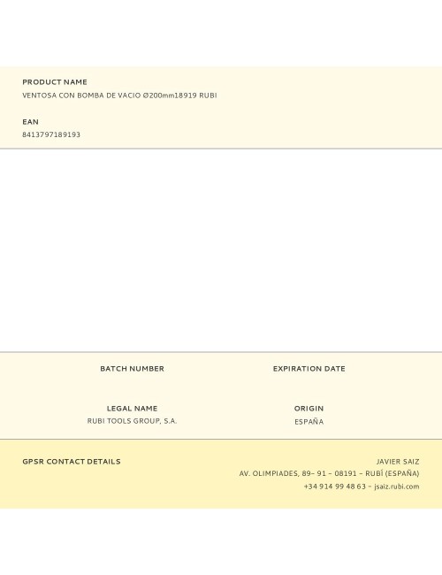 Ventosa con bomba de vacio ø200mm18919 rubi