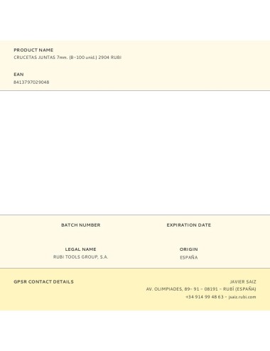 Crucetas juntas 7mm. (b-100 unid.) 2904 rubi