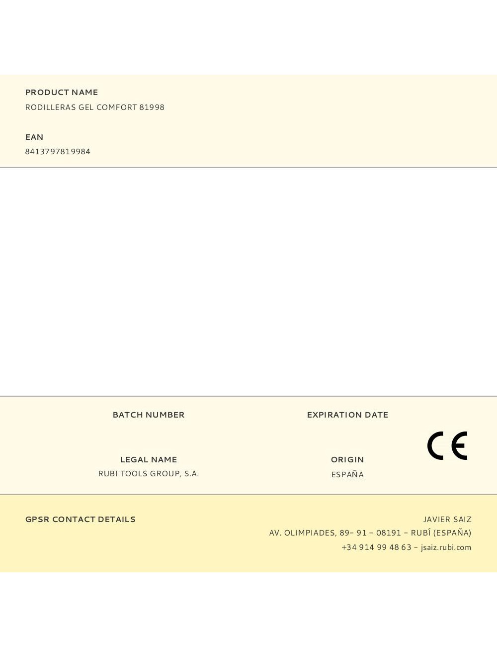 Rodilleras gel comfort 81998