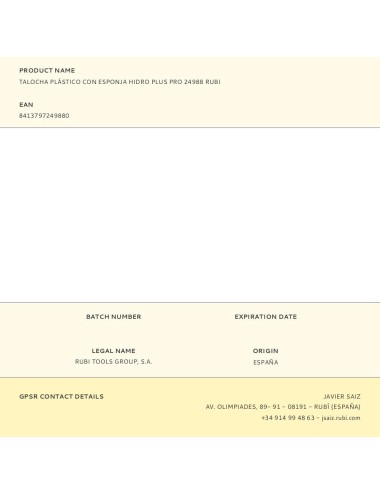 Talocha plástico con esponja hidro plus pro 24988 rubi