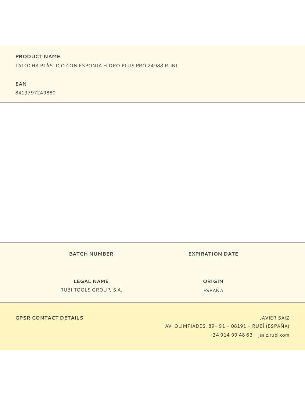 Talocha plástico con esponja hidro plus pro 24988 rubi