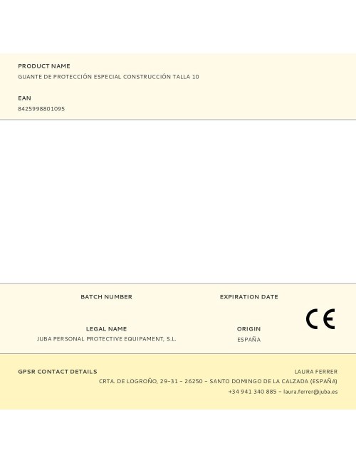 Guante poliéster con palma latex para construcción, t-10