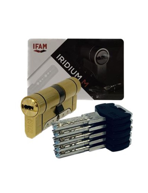 Cilindro iridium m irm3030lc latón 60mm (30+30mm) leva corta 13mm. con 5 llaves de seguridad. ifam