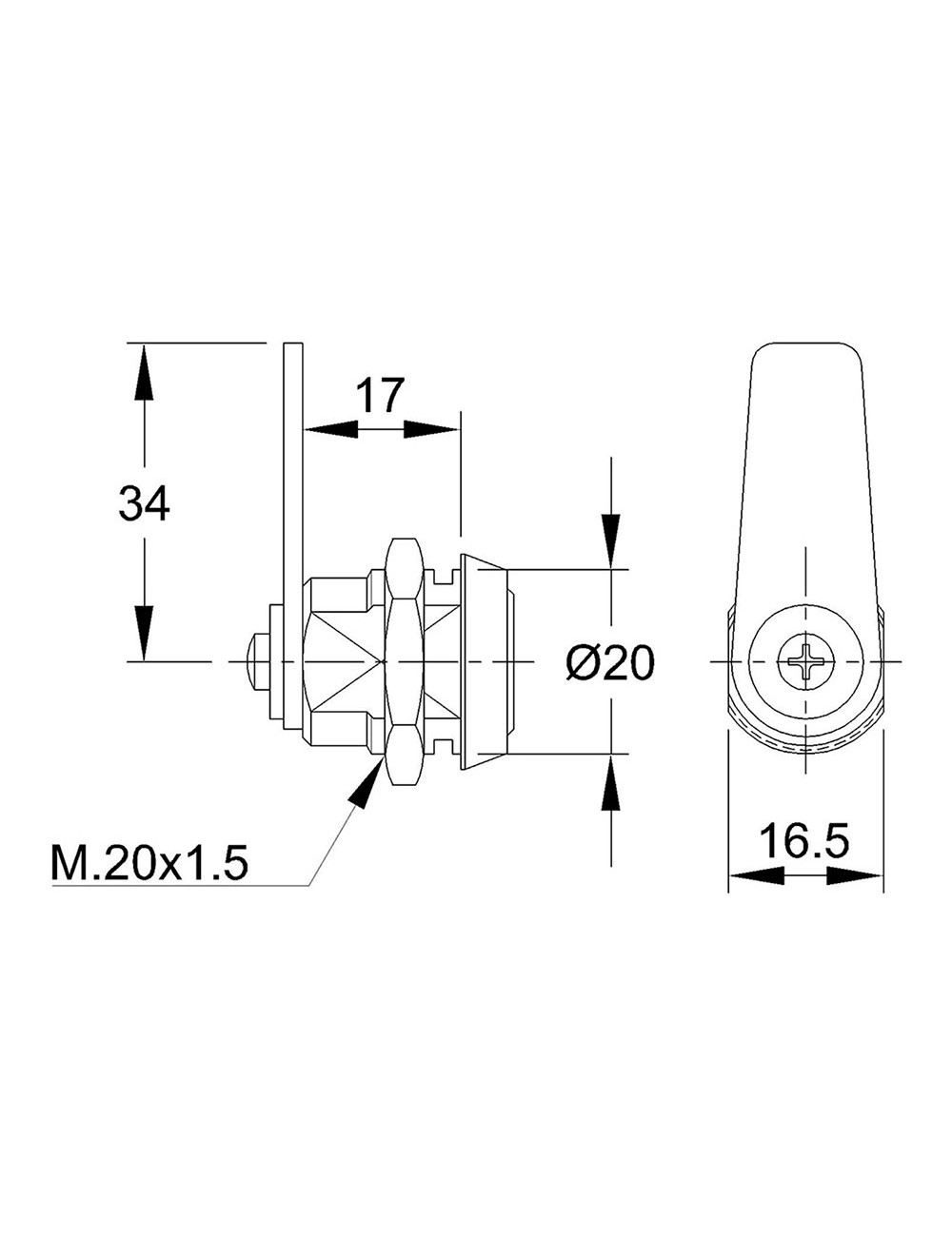 Cerradura 111 a. niquel. lengüeta recta de 34mm. con 2 llaves. ifam
