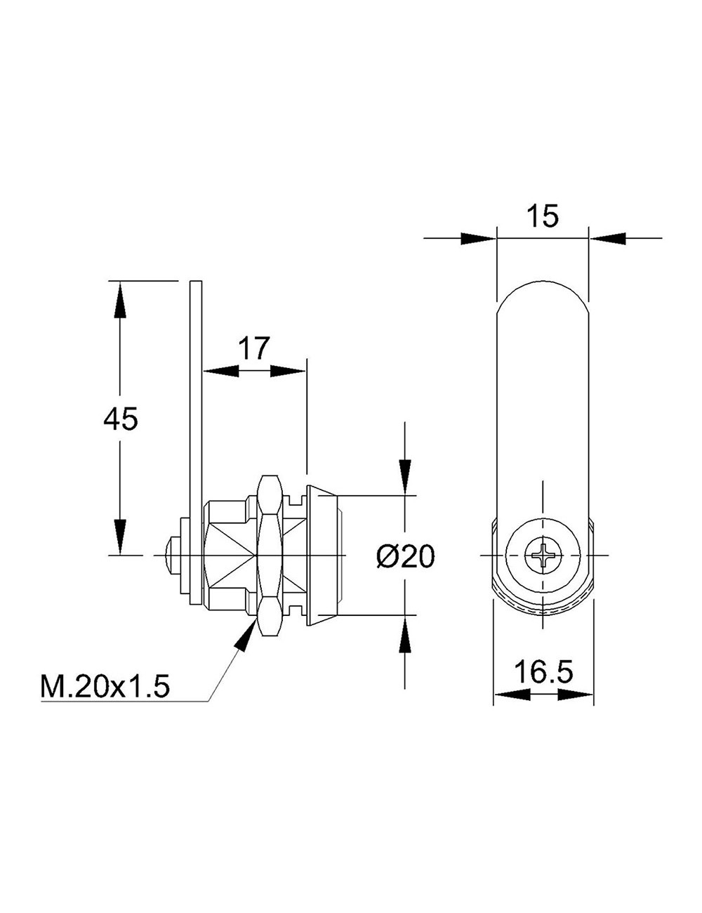 Cerradura 111 f. niquel. lengüeta recta de 45mm. con 2 llaves. ifam