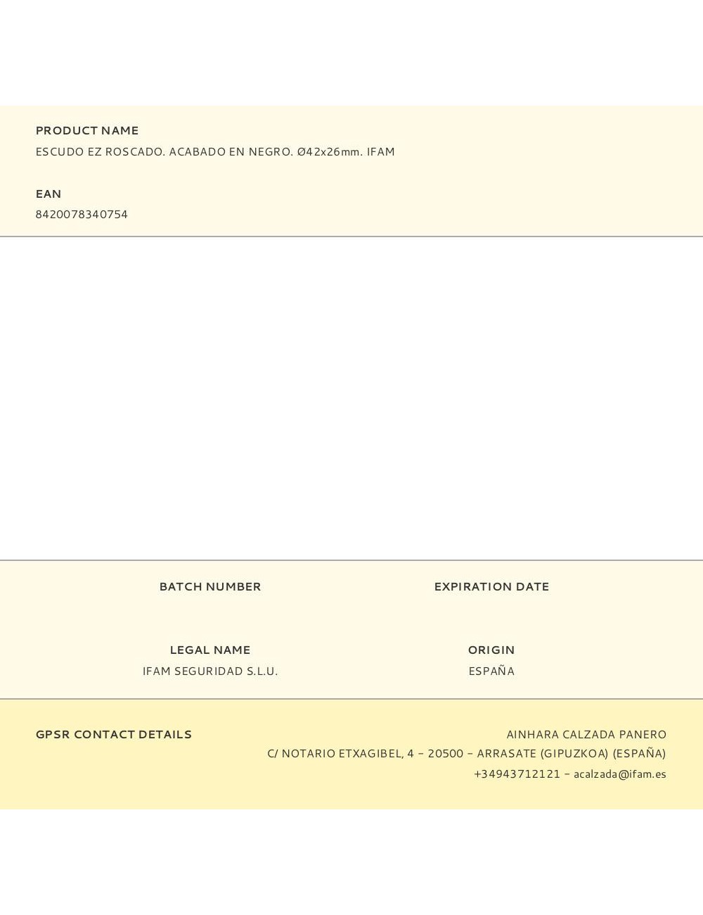 Escudo ez roscado. acabado en negro. ø42x26mm. ifam