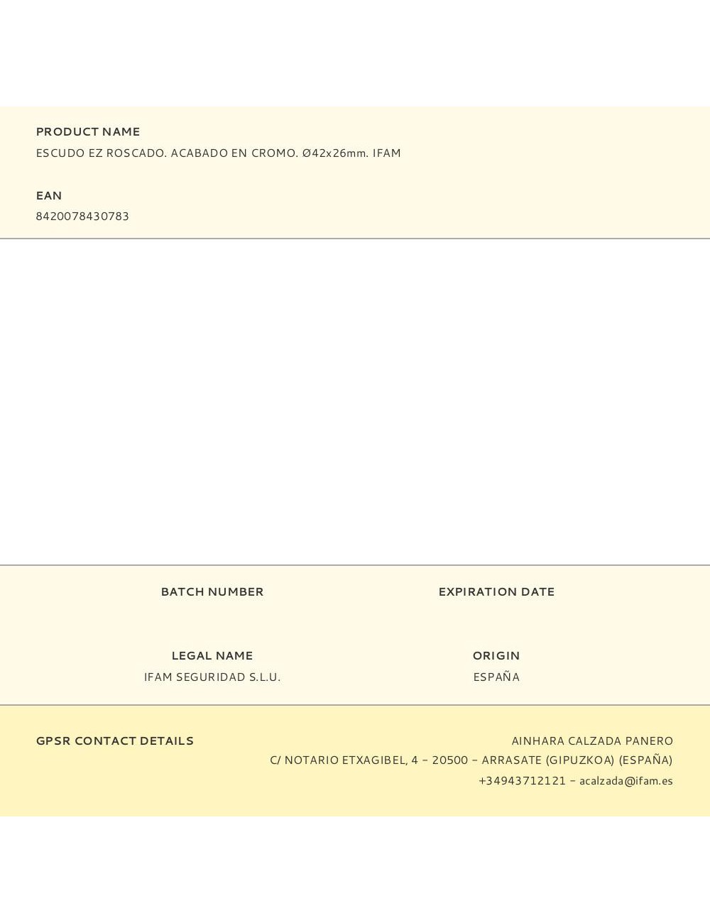 Escudo ez roscado. acabado en cromo. ø42x26mm. ifam