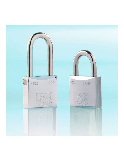 Candado inoxidable 40al 40mm con 2 llaves. arco largo. ifam