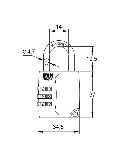 Candado c35s zinc 34,5mm. arco ø4,7mm con combinación ifam
