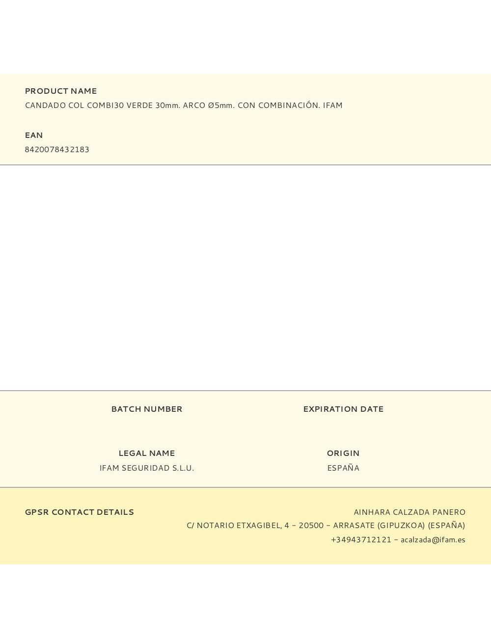 Candado col combi30 verde 30mm. arco ø5mm. con combinación. ifam