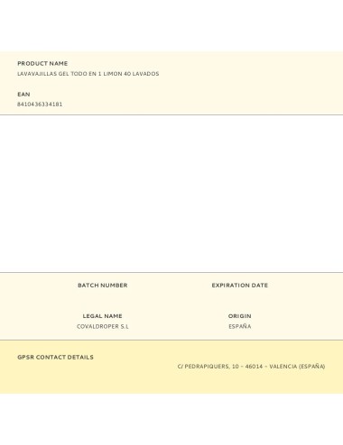 Lavavajillas gel todo en 1 limon 40 lavados