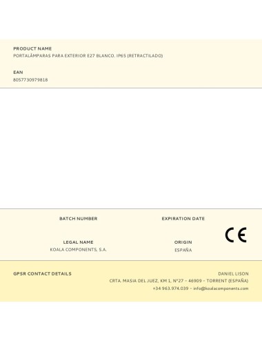 Portalámparas para exterior e27 blanco. ip65 (retractilado)