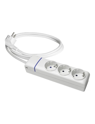 Base múltiple con 3 tomas 2p+t 1,5 m de cable h05vv-f 3g1,5 mm, 16 a 250 v 3680 w, blanca