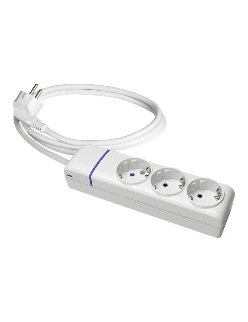 Base múltiple con 3 tomas 2p+t 1,5 m de cable h05vv-f 3g1,5 mm, 16 a 250 v 3680 w, blanca