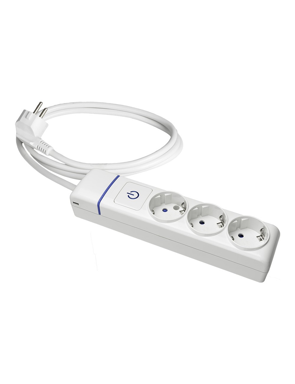 Base múltiple con 3 tomas 2p+t, con interruptor luminoso, 1,5 m cable h05vv-f 3g1,5 mm, blanca