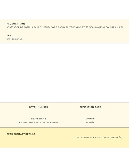 Adaptador de botella para dispensador de agua electronico 76753 (x001a0xmon) colores surtidos