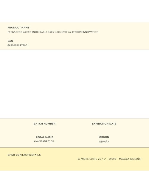 Fregadero acero inoxidable 460 x 400 x 200 mm itthon innovation