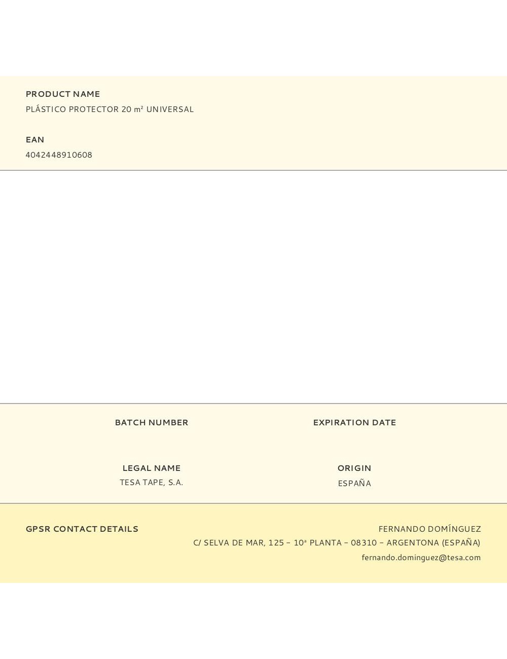 Plástico protector 20 m universal