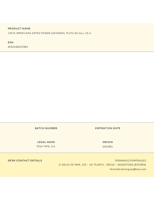 Cinta americana extra power universal plata 50 mm x 10 m