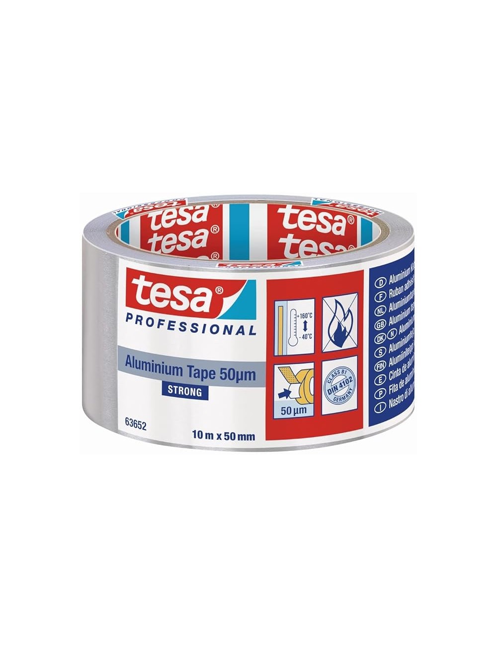 Cinta de aluminio universal 50 micras con protector 50 mm x 10 m