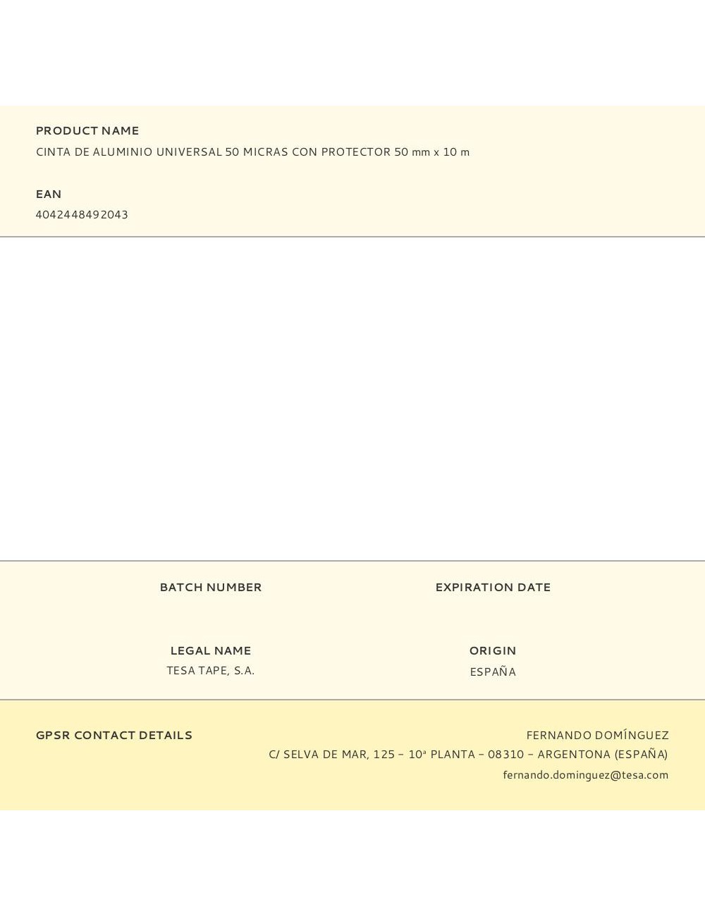 Cinta de aluminio universal 50 micras con protector 50 mm x 10 m