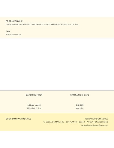 Cinta doble cara mounting pro especial pared pintada 19 mm x 1,5 m