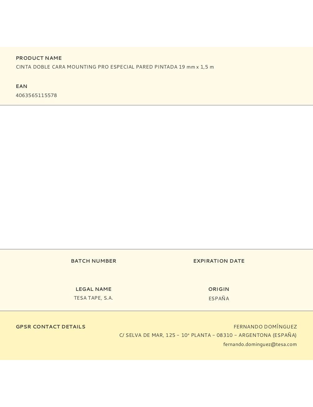 Cinta doble cara mounting pro especial pared pintada 19 mm x 1,5 m