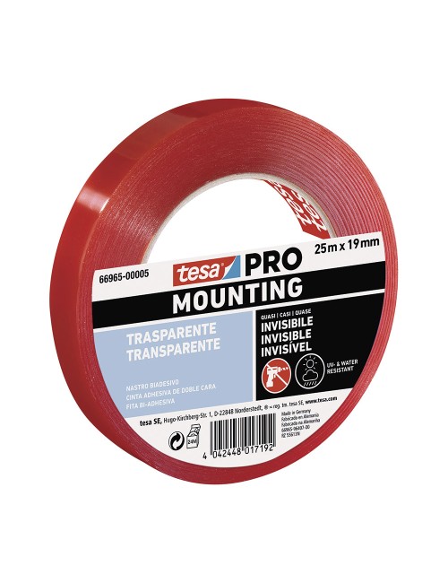 Cinta doble cara mounting pro transparente 19 mm x 25 m