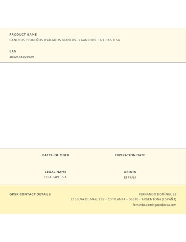 Ganchos pequeños ovalados blancos. 3 ganchos + 4 tiras tesa