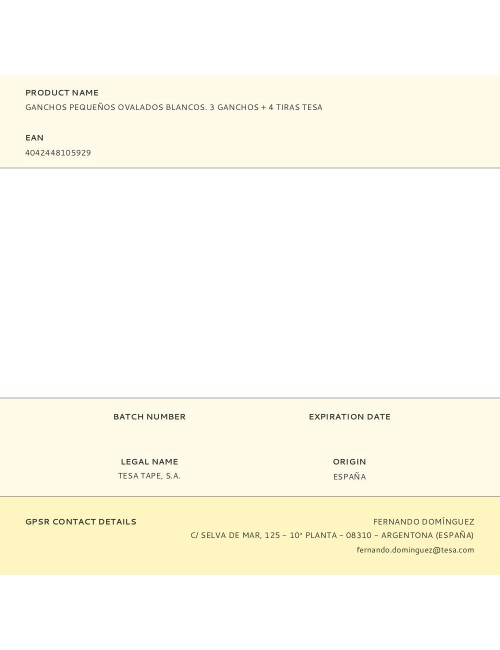 Ganchos pequeños ovalados blancos. 3 ganchos + 4 tiras tesa