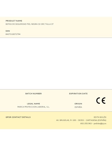 Botas de seguridad piel negra s3 src talla 37