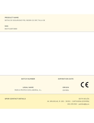 Botas de seguridad piel negra s3 src talla 38