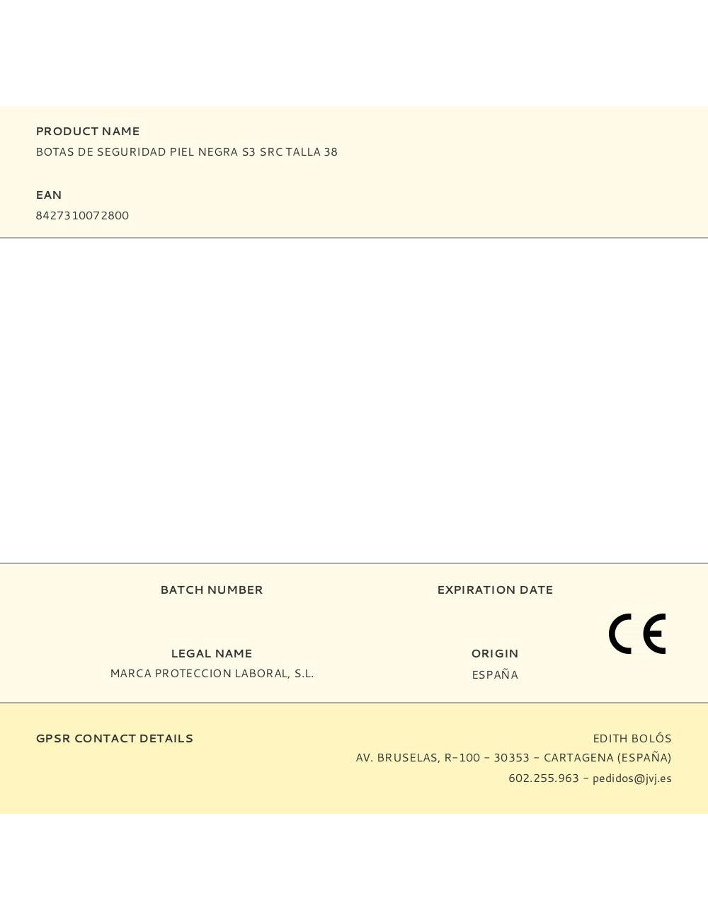 Botas de seguridad piel negra s3 src talla 38