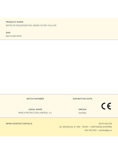 Botas de seguridad piel negra s3 src talla 45