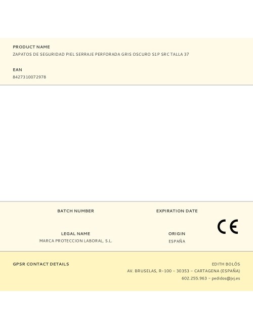 Zapatos de seguridad piel serraje perforada gris oscuro s1p src talla 37