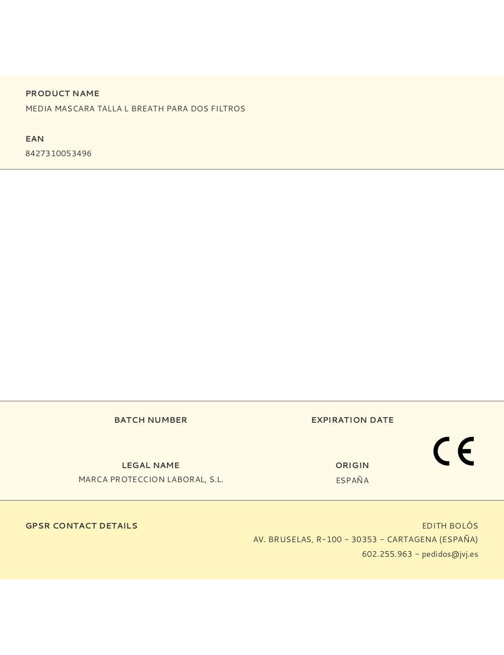 Media mascara talla l breath para dos filtros