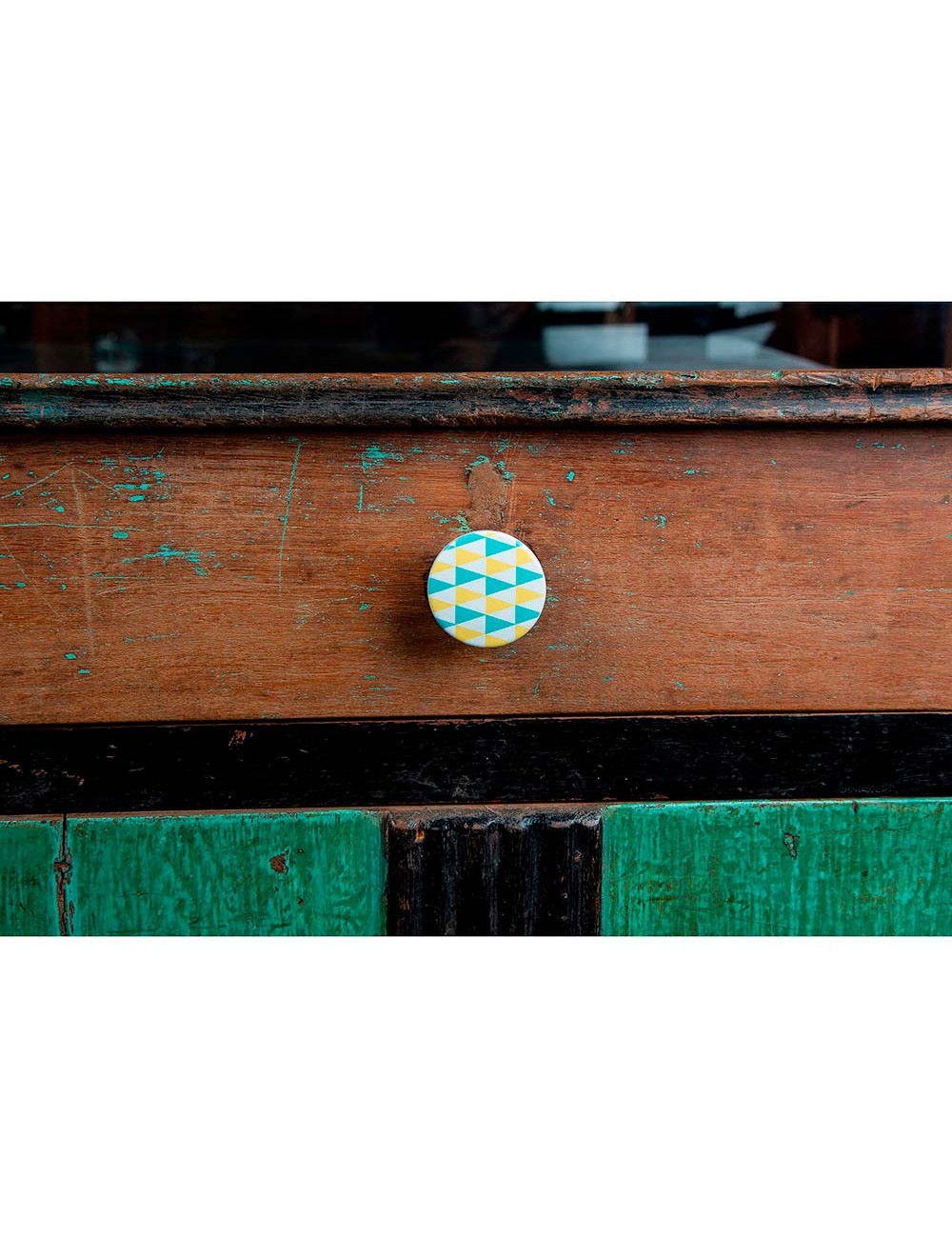 Blister con 4 pomos redondos para mueble fabricado en madera acabado azul mod. e223 ø38mm rei