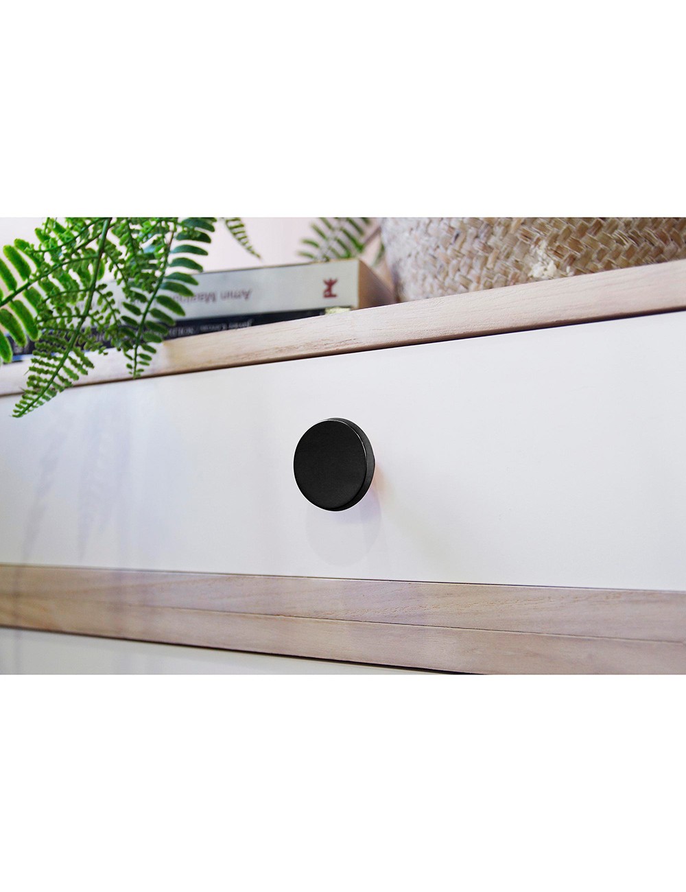 Blister con 2 pomos redondos para mueble fabricado en zamak acabado negro mate mod. 774 ø35mm rei