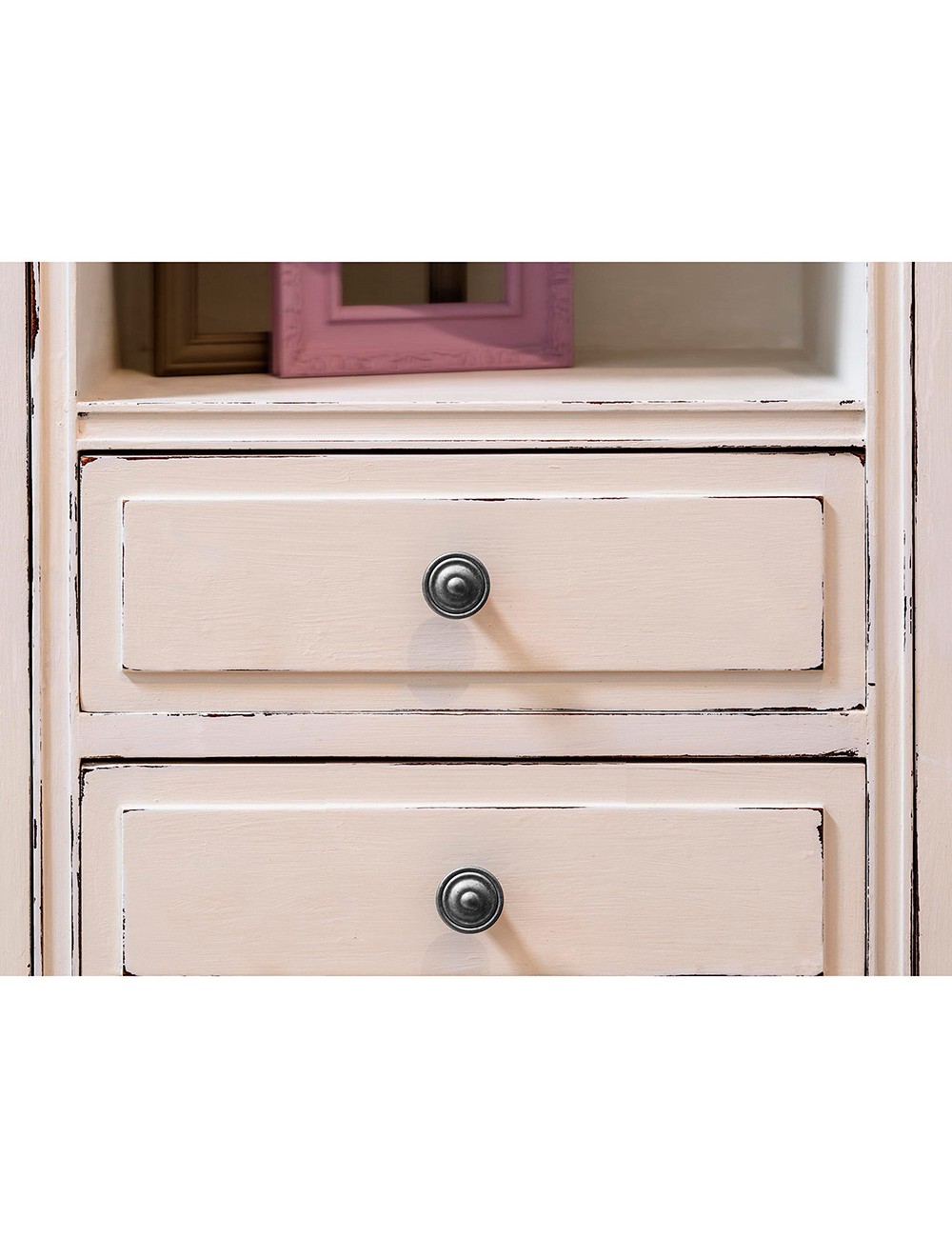 Blister con 4 pomos redondos para mueble fabricado en zamak acabado plata vieja mod. 3110 ø35mm rei