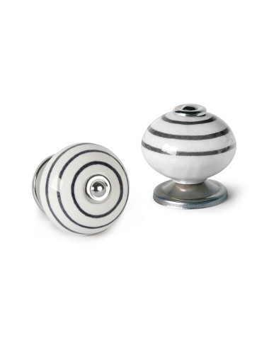 Blister con 4 pomos redondos para mueble fabricado en porcelana acabado azul mod. e501 ø40mm rei