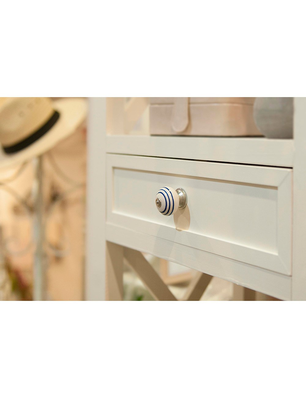 Blister con 4 pomos redondos para mueble fabricado en porcelana acabado azul mod. e501 ø40mm rei