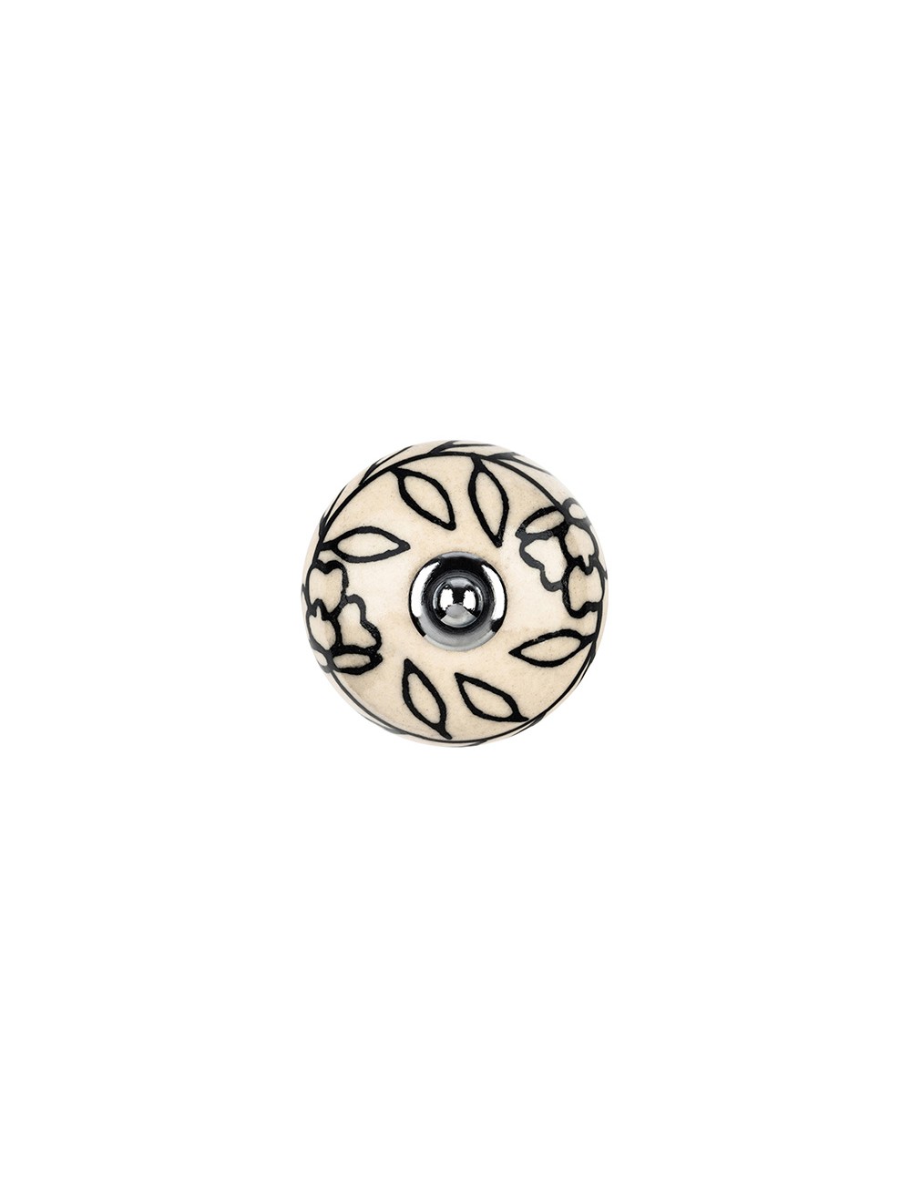 Blister con 4 pomos redondos para mueble fabricado en porcelana acabado blanco flor mod. e504 ø40mm rei