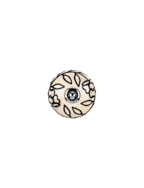Blister con 4 pomos redondos para mueble fabricado en porcelana acabado blanco flor mod. e504 ø40mm rei