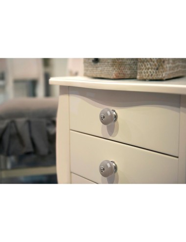 Blister con 4 pomos redondos para mueble fabricado en porcelana acabado gris mod. e517 ø40mm rei